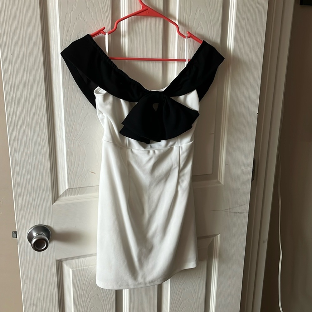 Black and white bow dress